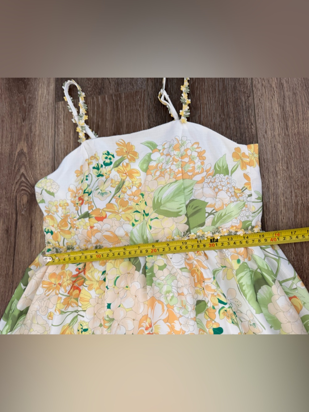 Dalia MacPhee Yellow and Green Floral Maxi Fit & Flare Sundress Women's M - Picture 13 of 15